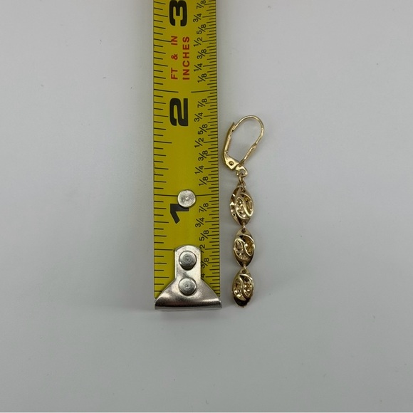 14K Yellow Gold Dangle Drop Earrings Leverback 2.6g Solid Gold Oval Link New - Picture 7 of 8